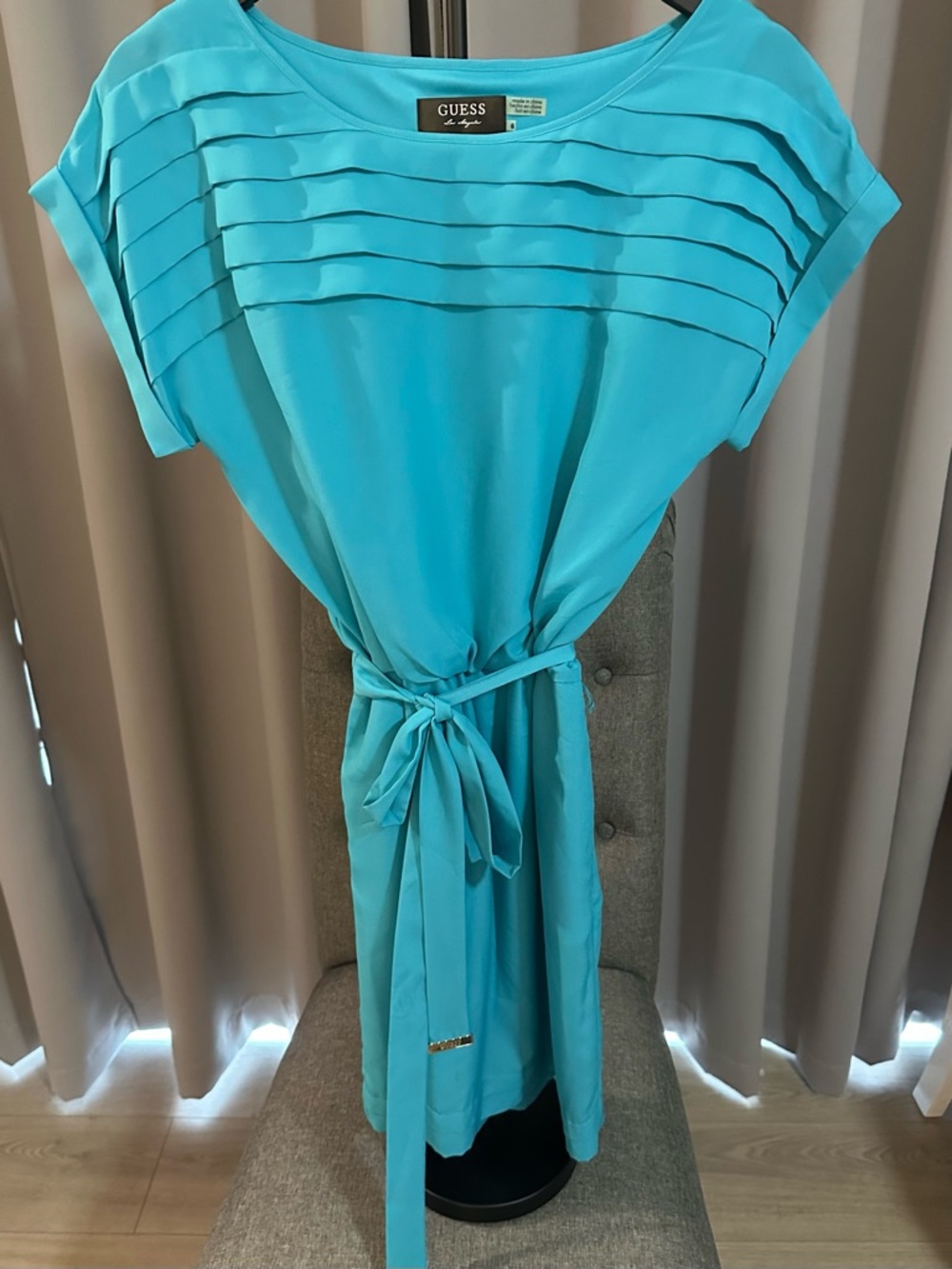 GUESS Turquoise Layered Detail Dress